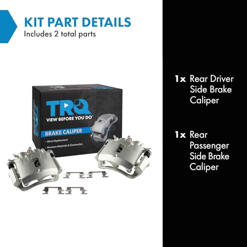 Image of TRQ Rear Driver and Passenger Side Brake Caliper Set Caliper Brackets Hardware Compatible with 03-17 Chevrolet Express 3500 Single Rear Wheels SRW 07-17 Express 2500, 07-17 GMC Savana 2500
