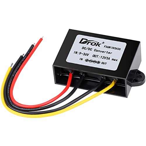 Image of DROK Boost Buck Converter 9V-36V to 12V 3A 36W Plastic Shell Waterproof Auto Step Up Down Voltage Regulator 12V Volt Transformer for Car Audio Solar Power System LCD Television LED Display Screen