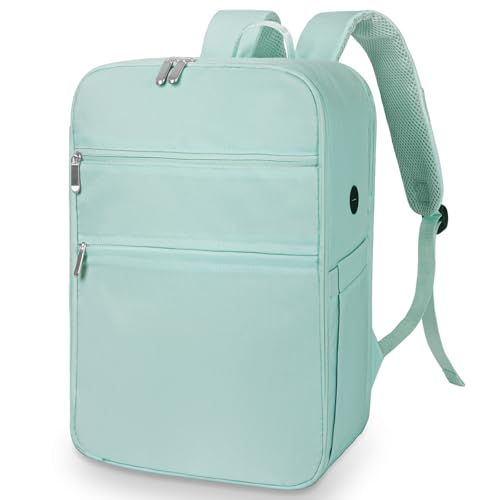 Aucuu Mochila Viaje Cabina Avion 40x20x25cm, Bolsa de Viaje, Ryanair Maleta Equipaje de Mano, Maletas de Cabina Para Viaje, Aplicar para Mochila Ryanair con Orificio de Carga/Auriculares -Cian