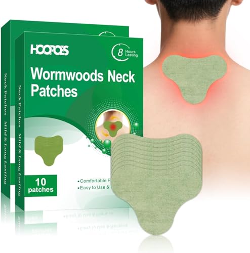 Image of HOOPOES Neck Pain Relief Patches | Fast Acting Herbal Pain Relief Patch for Cervical, Shoulder & Muscle Pain | Hot & Cold Therapy | Long Lasting 8-12 Hours | Easy Peel & Stick (20 Patches)