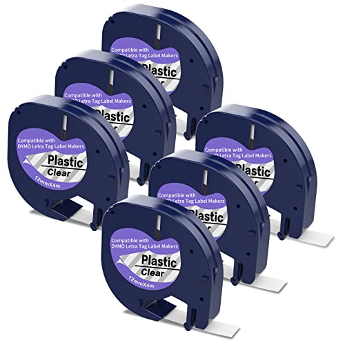 Étiquettes de rechange 16952 transparentes 12mm pour Dymo LetraTag LT-100H