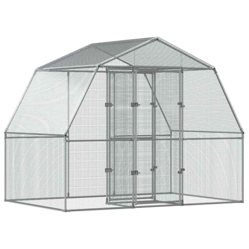 vidaXL Jaula para pájaros con Puerta Acero galvanizado Plateado, pajarera de Exterior, Jaula para Palomas, Jaula Grande para Loros