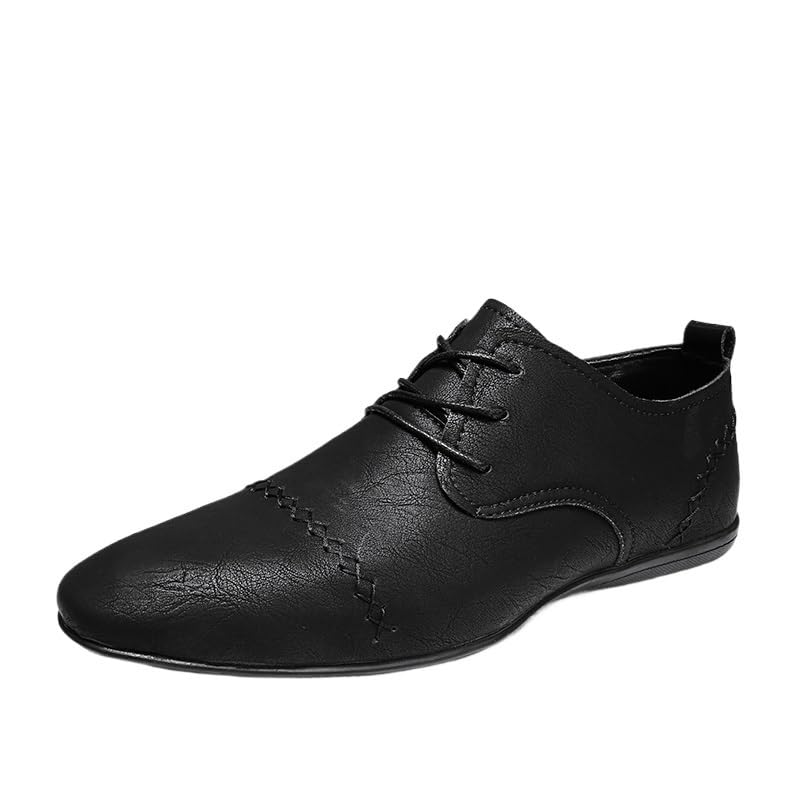 Dress Oxford Formal Shoes for Men's Burnished Leather Uniform Breathable Business Non Slip Block Heel Anti-Slip Slip Resistant Classic Vintage Lace Up