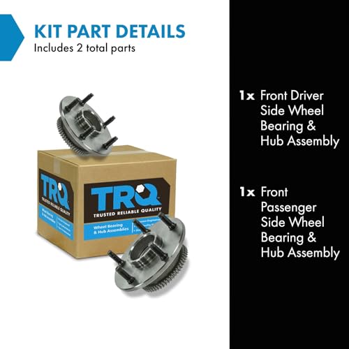 Image of TRQ Front Left and Right Wheel Bearing and Hub Assembly Set 2 Piece Compatible with 2000-2001 Dodge Ram 1500 Rear Wheel Drive