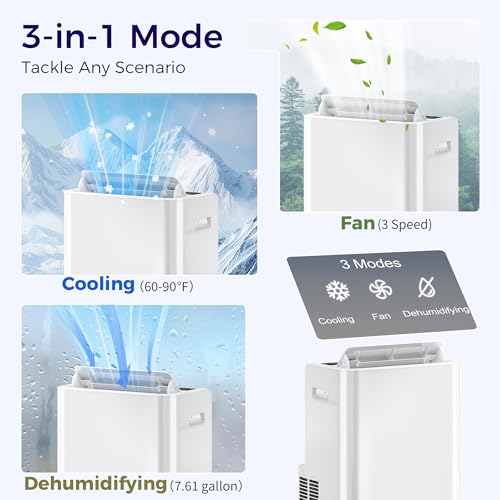 HOMCOM 12000 BTU Portable Air Conditioner with Remote Control, Free Standing AC Unit with Built-in Cool, Dehumidifier, Fan Modes for Room Up to 550 Sq.Ft., 24 Hour Timer, Window Installation Kit - Image 5