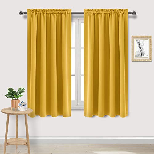 DWCN Blackout Curtains for Bedroom Living Room 42 x 72 Inch Long Yellow