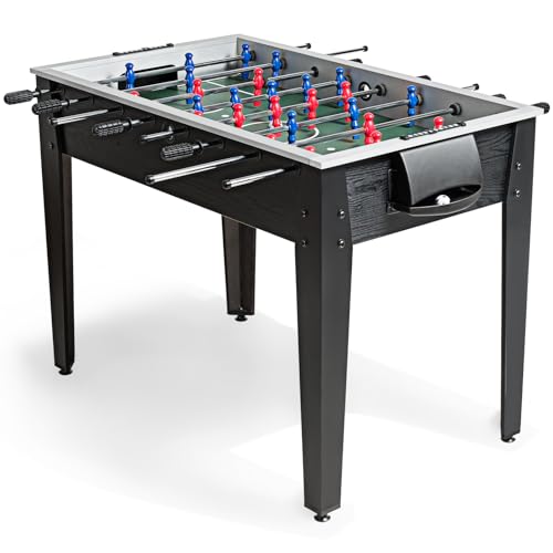 GOPLUS Futbolín Infantil para 22 Jugadores,122 x 61 x 79 cm, Futbolín para Adultos con 2 Bolas de Corcho, Contadores de Puntuación, Asas Ergonómicas, Mesa Multijuegos para niños y Adultos (Negro)