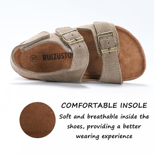 Toddler Sandals Boys Girls Cork Footbed Sandals Kids Adjustable Back Strap Slippers Double Buckle Slide Beach Shoes for Indoor Outdoor4