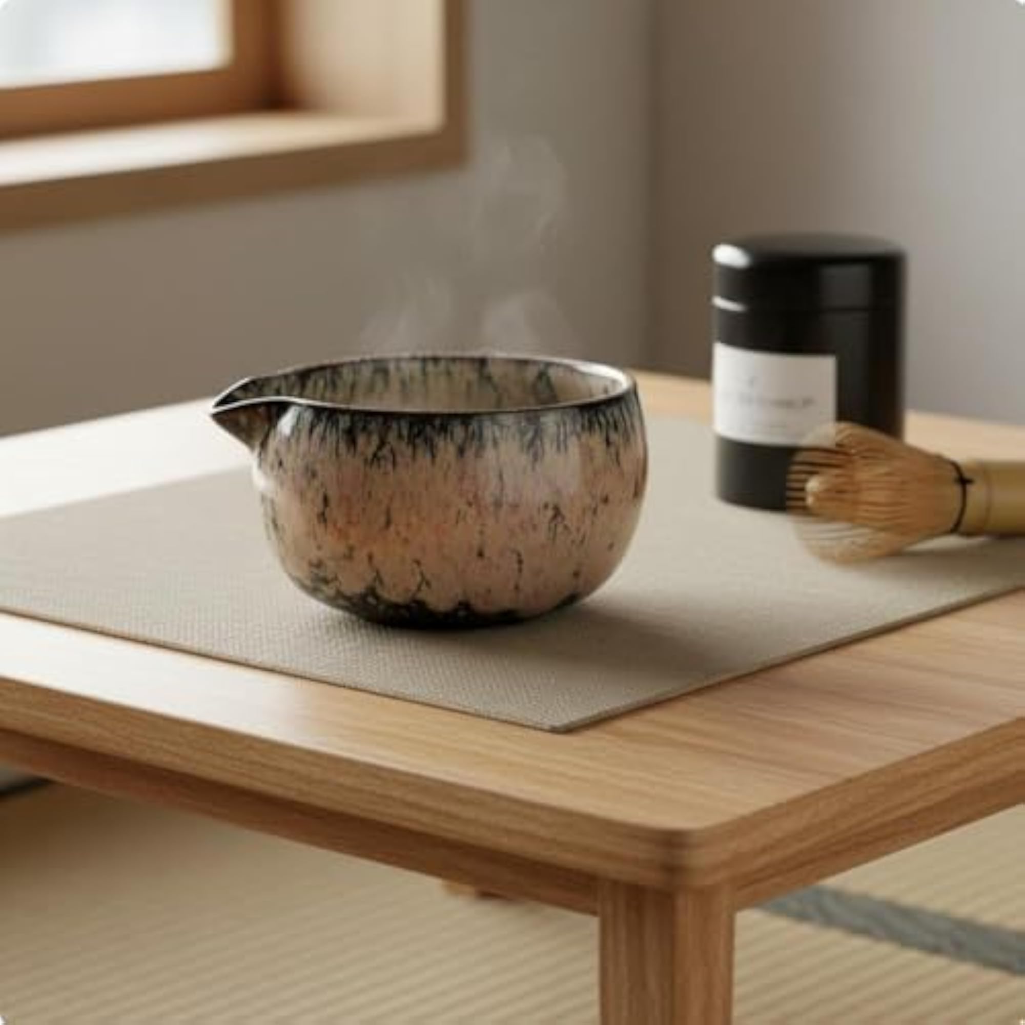 Handmade Ceramic Matcha Whisking Bowl, Brown-Red Glaze