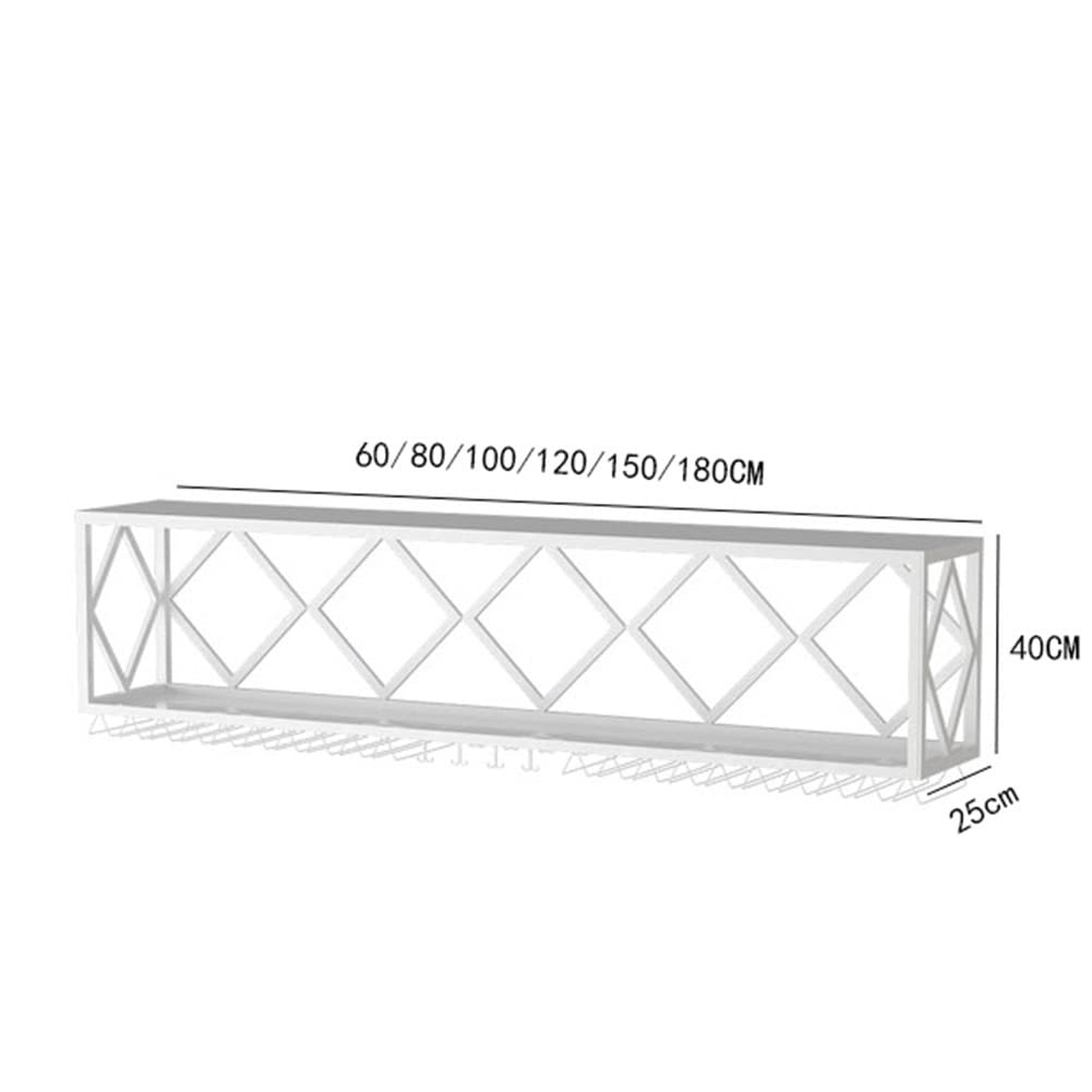 Estantería flotante para colgar en la pared, soporte para botellas de vino de hierro con estante invertido para colgar copas de vino