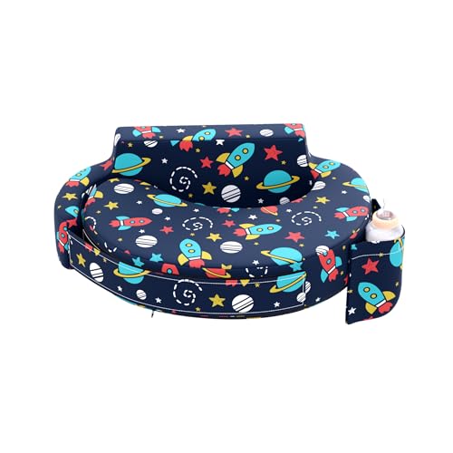 Image of Wakefit Foam Nursing Pillow for Breastfeeding & Baby Care | Ideal for Newborn with Adjustable Strap | 100% Cotton Removable Cover | Super Soft Foam for Posture Comfort | Spaceship