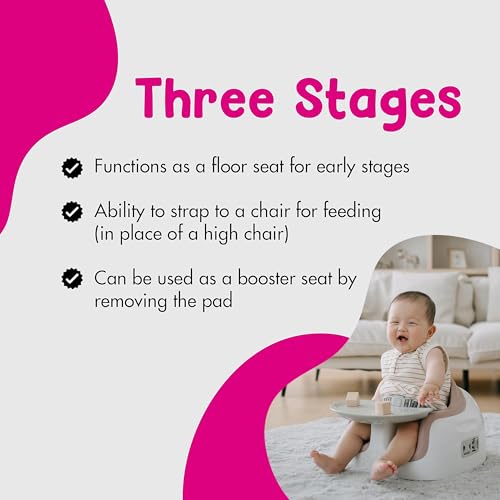 Image of Bumbo 2 Pack 3-in-1 Multi-Seat for 6 to 36 Months, Travel Baby Feeding & Play Floor Seat, All-in-One Portable Booster, Breige /Sonoran Rose