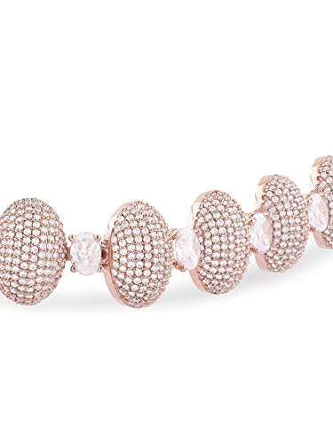 Image of Ami Rose Gold Dazzling cubic Zirconia Classy Contemporary Necklace & Earring Set For Women-ZPFK20107