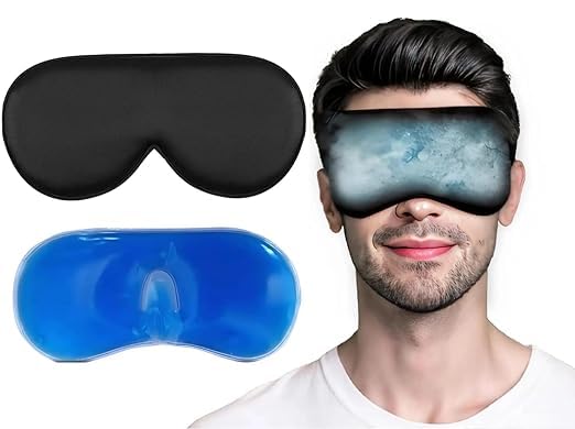Velvet Cooling Gel Relaxing Eye Sleep Mask For Dark Circles, Dry Eyes, Cooling Eyes, Pain Relief, Redness, Eye Patches, Sleeping Cool Pad Suitable For All Family Members Sleeping Mask (BLACK GEL)-image-43