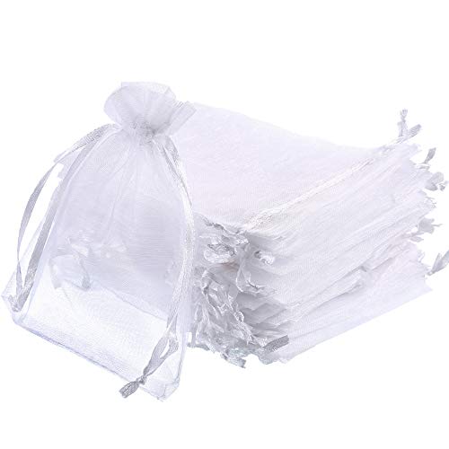 Buy 1 get 1 🔥 Hestya 200 Pieces White Organza Gift Bags 4 by 4.72 Inch Sheer Drawstring Pouches Jewelry Packing Bags for Wedding Birthday Christmas Party Crafts Favor