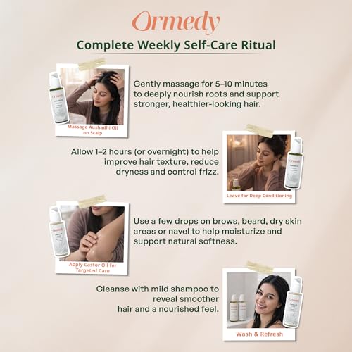 Image of Aushadhi & Castor Hair Fall Control Oil Combo | Natural Cold-Pressed Hair Oil for Thicker, Stronger Hair, Scalp Nourishment & Hairfall Reduction | Men & Women