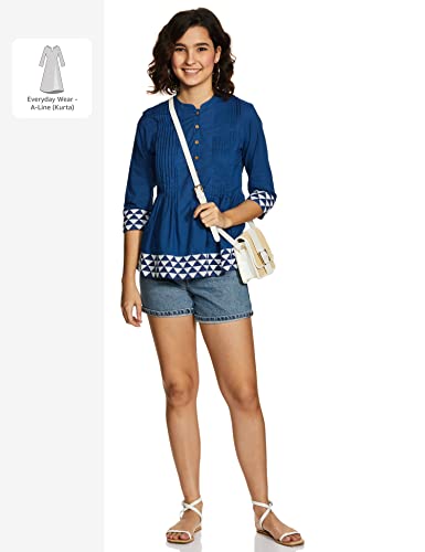 Image of Amazon Brand - Myx Women Cotton Regular Fit Casual Kurti (Available in Plus Sizes)
