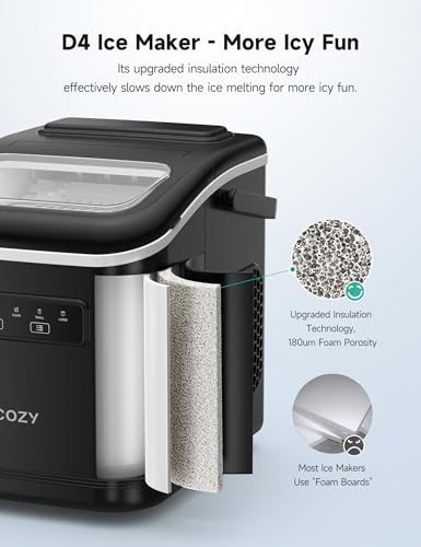 Hicozy HAMBZD4BK-CA-PARENT Countertop Ice Maker With Handle, Ice In 6Mins, 26 Lbs/Day,Portable Ice Maker Machine With Self-Cleaning For Apartment/Under Cabinet/Kitchen/Office/Camping/Rv/Home Bar thumb #1