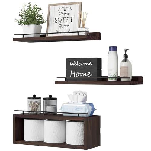 Listado de Baldas flotantes los 5 más buscados. 44 SUZWIP Repisas para Baño, 3 PCS Repisas Flotantes de Pared con Cesta, Repisa Flotante con Riel de Metal, Repisa para Baño Sala, Dormitorio y Cocina, Fáciles de Instalar, 40x15...