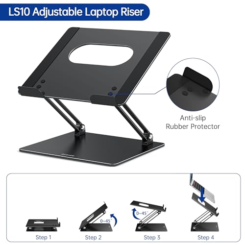 Image of BESIGN LS10 Laptop Stand for Desk, Ergonomic Adjustable Notebook Tablet Stand, Foldable Laptop Riser, Portable Desktop Book Stands, Computer Holder Compatible with 10-14 inch Laptops, Black