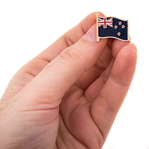 Image of Desert Cactus New Zealand Flag Lapel Pin NZL New Zealand Made of Metal for Formal Wear, Bag and Hat Jewelry, and Tie Tack (Waving Flag Lapel Pin)