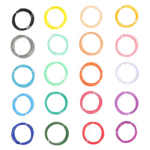 Beaupretty 3D Printing Pen Filament Refills 1.75mm High-Temperature Pcl Material 5-Meter 20-Color Bundle Compatible with 3D Pens for Precise Crafting and Industrial Use