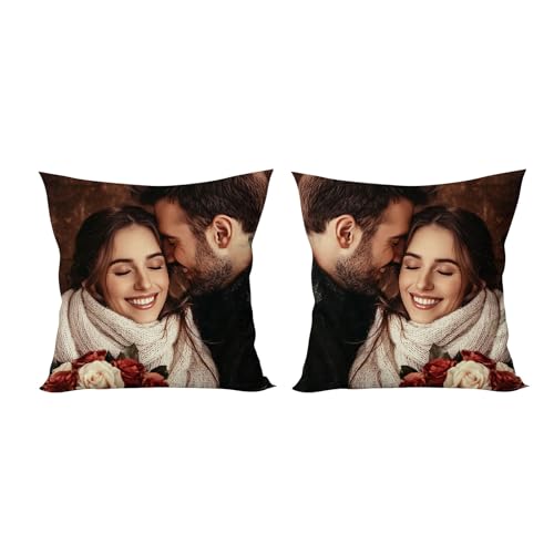 Personalisiertes Kissen mit Foto, 45x45Kissen mit Foto, Bild Geschenk Kissenbezug Doppelseitige Bedruckte Pillow Fotokissen Selbst Gestalten...