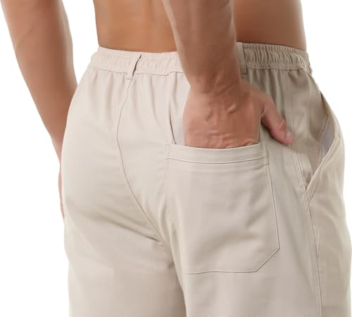 Hoerev Linen Cotton Casual Trousers Pants Drawing String Zipper Closure4