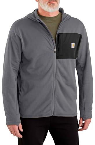 Carhartt Men's Force Relaxed Fit Full-Zip Long-Sleeve Hooded T-Shirt, Steel, 3X-Large - image 2