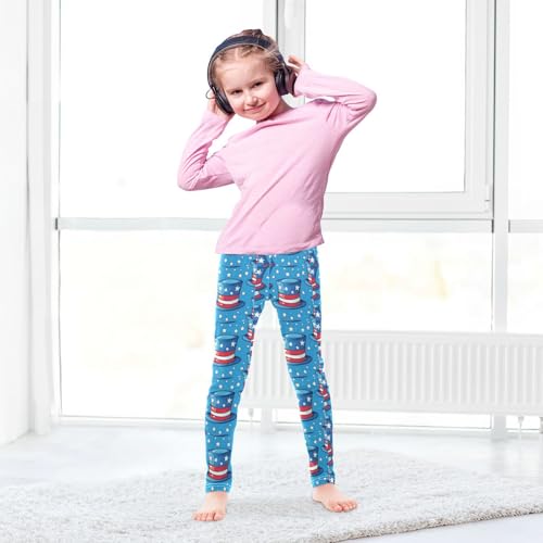 Boccsty American Themed Hat Girls Leggings Kids Yoga Pants Dance Active Tights 4T4