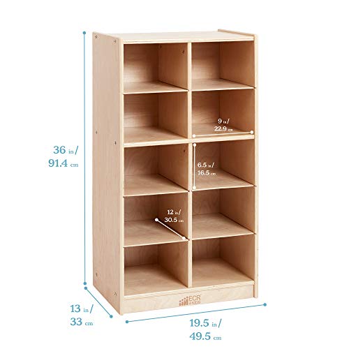 Ecr4Kids 10 Cubby Mobile Tray Storage Cabinet, 5X2, Classroom Furniture, Natural #TOP1
