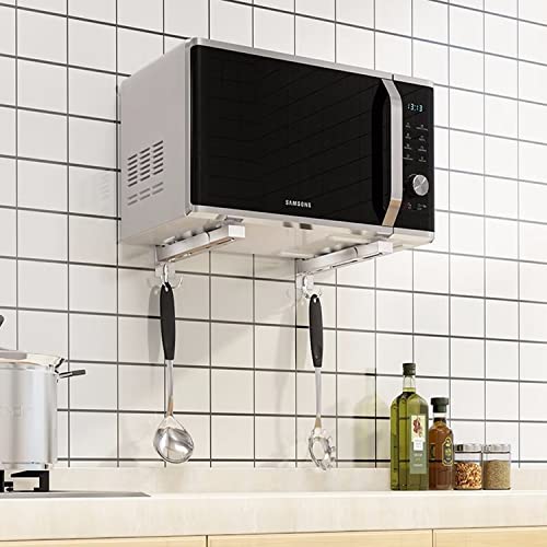 2 soportes para microondas de acero inoxidable: soporte universal para microondas con brazos extensibles, soporte plegable para microondas, soporte de pared para microondas para la mayoría de hornos