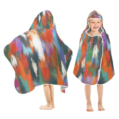 Kigai Colorful Pattern Hooded Beach Towel for Kids Soft Absorbent Quick Dry Bath Towel with Hood Lightweight Toddler Shower Pool Bath Wrap for Boys Girls