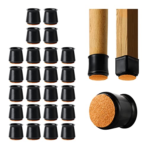 Lot de 24 patins en silicone pour pieds de chaise ronds et carrés, protection du sol contre le bruit et les rayures, noir (moyen) Cover