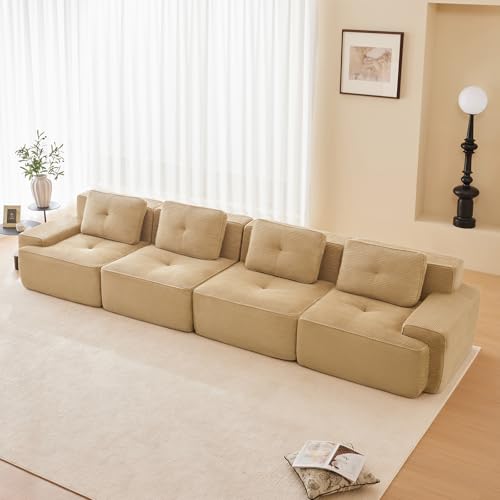 Image of Corduroy Modular Sectional Sofa, Oversized Cloud Couches for Living Room
