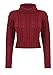 Produktbild Islander Fashions Damen Polo Hals Kabel Strick Crop Jumper Damen Langarm Fancy Pullover Top Wein klein