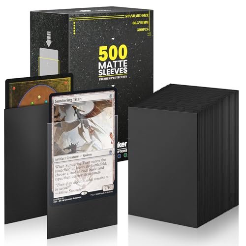 Standard Black MTG Card Sleeves 500 Pack, Card Protectors Sleeves Matte Back Finish, Perfect Shuffling - Protect All Your Trading Cards, TCG Cards & Sports Cards by Fabmaker, Never Tear 66x91mm