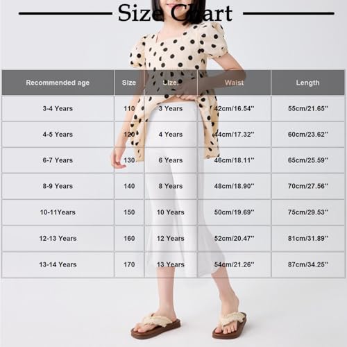 Girls Flare Capris Leggings Casual Elastic Waist Summer Lightweight Pants Trousers for Kids 3-14 Years3