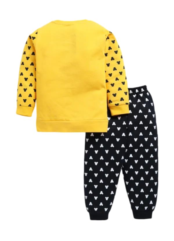 Image of Kids Cotton Casual Cute Mickey Mouse Printed Clothing Set- Full Sleeve T-Shirt And Trousers For Infants /Childs /Baby Boys (in Multicolor, Pack of 1)