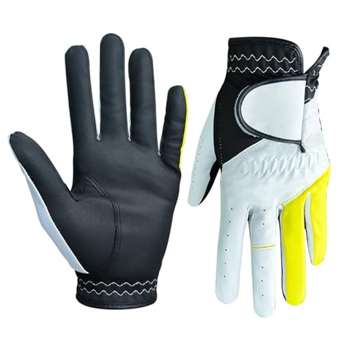 easyforever Left Hand Golf Glove for Men Nano Fabric Skin Friendly Anti Slip Durable Outdoor Golf Course Essential Gear Black White 24