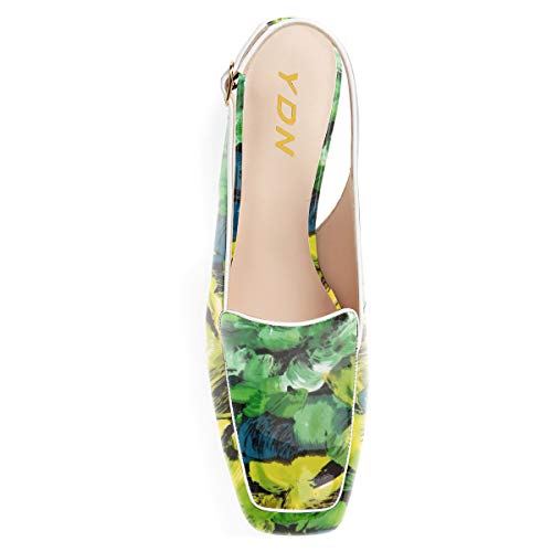 Image of YDN Women Closed Square Toe Block Low Heels Slingback Formal Loafer Dressy Shoes Office Lady Pump Size 4-15 US