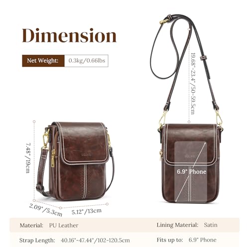 S-ZONE Vegan Leather Small Crossbody Bags for Women Trendy Cell Phone Purses Womens Wallet with Adjustable Strap Card Slots3