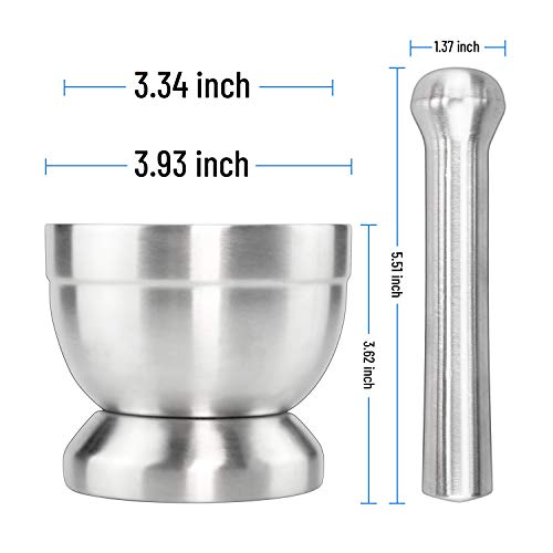 Pill Crusher, Stainless Steel Mortar And Pestle With Anti Slip Base  For Grinding Herbs Spices, Kitchen Spices Herbs Pesto Grinder  #TOP3