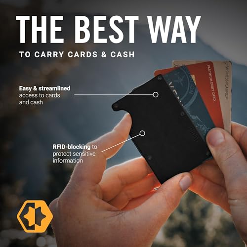 The Ridge Wallet For Men, Leather Card Wallet For Men With Cash Strap- Minimalist Aesthetics, Holds up to 12 Cards, RFID Safe, Blocks Chip Readers (Midnight Black)3