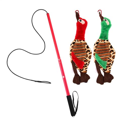 Reizangel Hunde, Ausziehbar Flirtstange für Hunde, Reizangel mit 2 Entenköder für Ultimativen Spielspaß Körperliche Auslastung, Interaktives Hundespielzeug für Kleine Mittlere Große Hunde