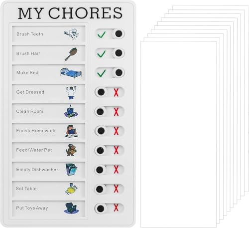 Image of BeFunky Checklist Memo Plastic Boards, Chore Chart for Children, Daily to Do List Checklist Chart, Planner Schedule Reminder, Removable Checklist Board, with 10 Sheets of White Cardboard