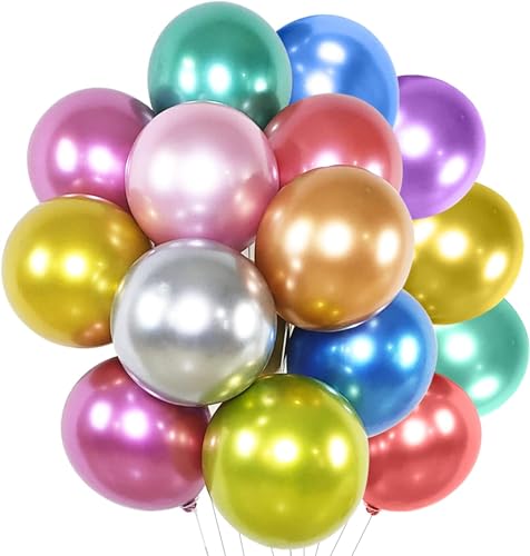 Image of Multi Chrome Balloons, 30pcs Multicolour Chrome Metallic Balloons for Birthday, Anniversary, Engagement, Wedding, Baby Shower, Festival Party Decorations (30 Pcs, Multi Ch)