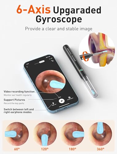 ear wax removal tool camera - ear cleaner with 1080p hd camera otoscope with light earwax removal kit with 50 replacement tips for iphone ipad android phones black