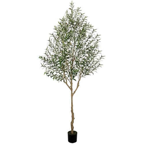 VIVATREES 8FT Olive Tree Artificial Indoor, 96in Tall Faux Olive Tree with Pot, Fake Potted Tree...