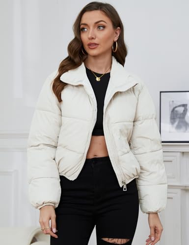 Yimoon Women's Cropped White Puffer Jacket - Lightweight and Cozy, Perfect for Winter Adventures - Image 4